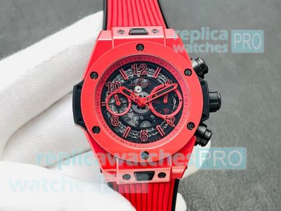 ZF Factory Hublot Big Bang Unico King Red Ceramic Bezel Rubber Strap 45MM